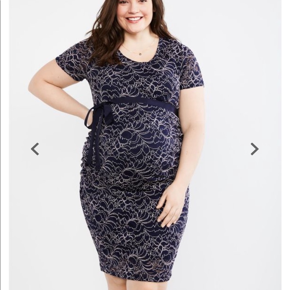 Plus Size Lace Ruched Maternity Dress